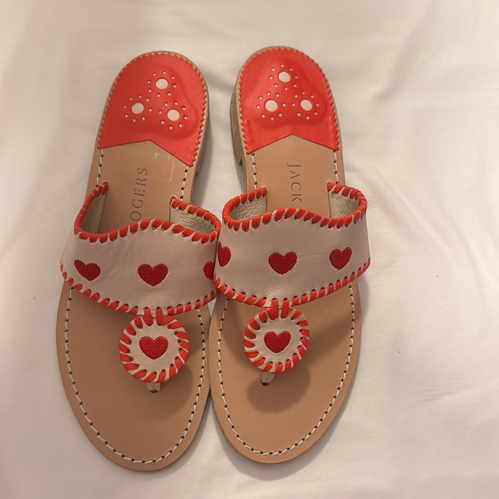 Jack Rogers Red and Pink Heart Design Sandal